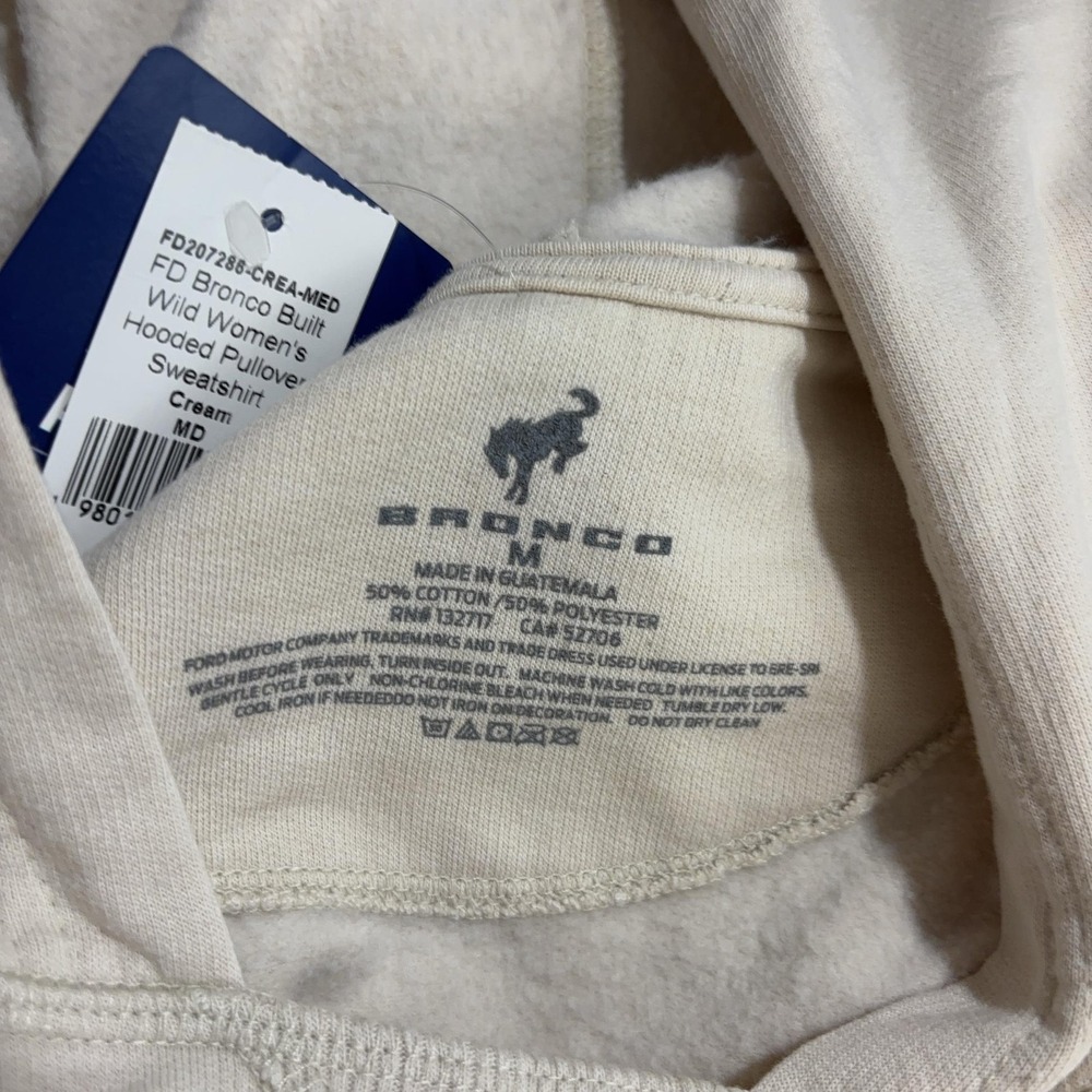 NWT FORD Bronco Built Wild Hoodie Sweatshirt Womens Medium Beige Fleece - Picture 4 of 11